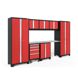 NEWAGE | Bold Series 8 Piece Cabinet Set with Tool, Base, Wall Cabinets and 30 in. Lockers