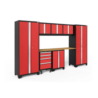 NEWAGE | Bold Series 8 Piece Cabinet Set with Tool, Base, Wall Cabinets and 30 in. Lockers