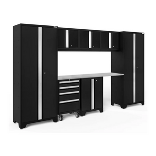 NEWAGE | Bold Series 8 Piece Cabinet Set with Tool, Base, Wall Cabinets and 30 in. Lockers