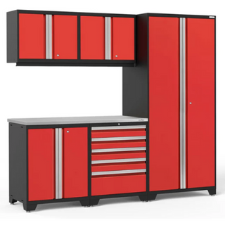 NewAge | Pro Series 6 Piece Cabinet Set with Tool Drawer, Base, Wall Cabinet and Locker