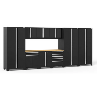 NEWAGE Pro Series 10 Piece Cabinet Set with Lockers, Tool Drawer Cabinet and 84 in. Worktop