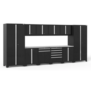 NewAge | Pro Series 12 Piece Cabinet Set with Lockers, Base, Wall, Tool Drawer Cabinet and 56 in. Worktop