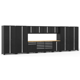 NewAge | Pro Series 14 Piece Cabinet Set with Lockers, Base, Wall, Tool Drawer, Multi-Function Cabinets and 56 in. Worktop